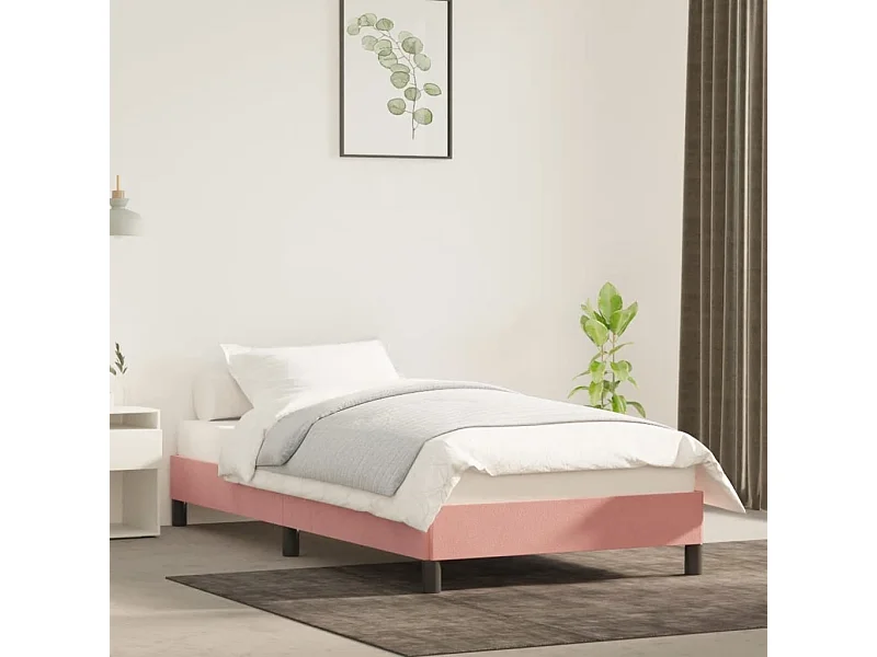Lit simple | Lit adulte, enfant | Cadre de lit rose 100x200 cm velours