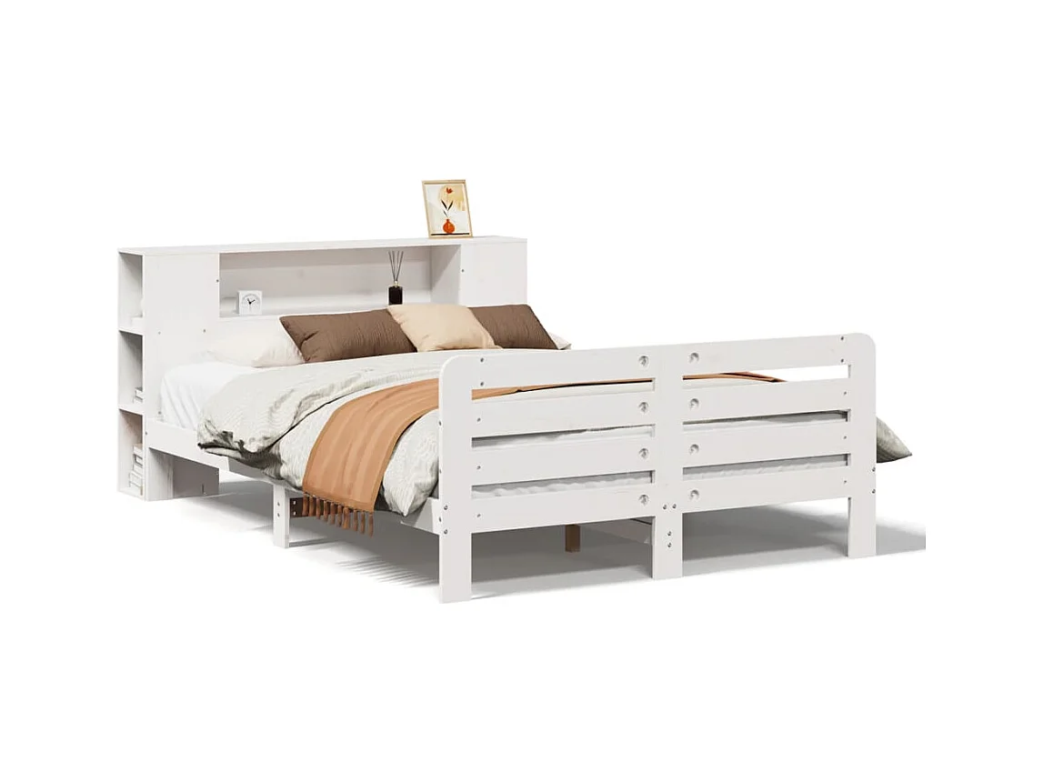 Letto per adulti | Letto matrimoniale | Giroletto senza Materasso Bianco 150x200 cm Legno Massello Pino