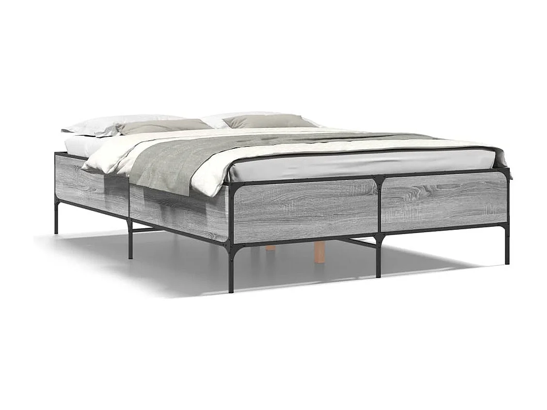 Lit double | Lit adulte | Cadre de lit sonoma gris 140x190 cm