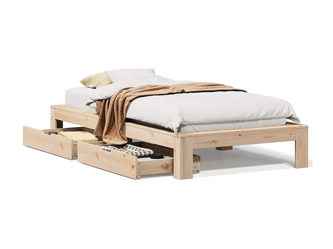 Lit simple | Lit adulte, enfant | Cadre de lit 90x190 cm bois de pin massif