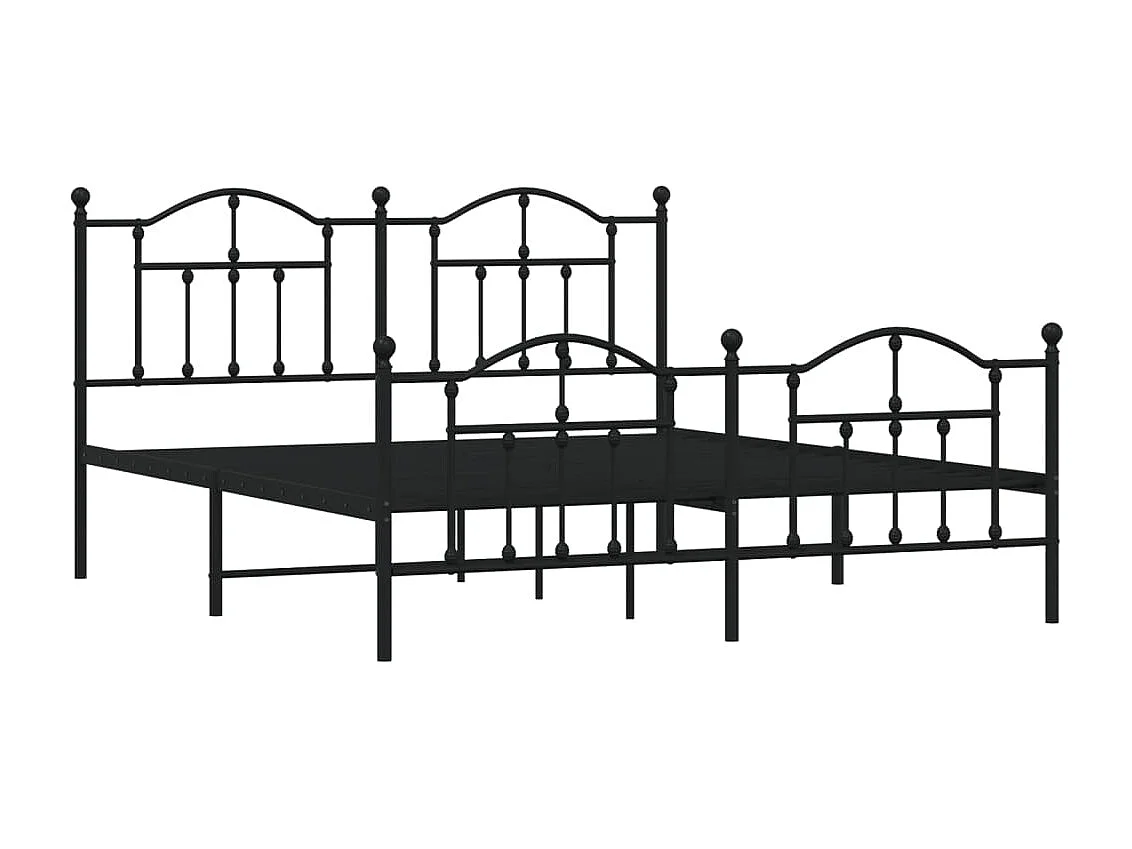 Lit double | Lit adulte | Cadre de lit métal avec pied de lit noir 180x200cm