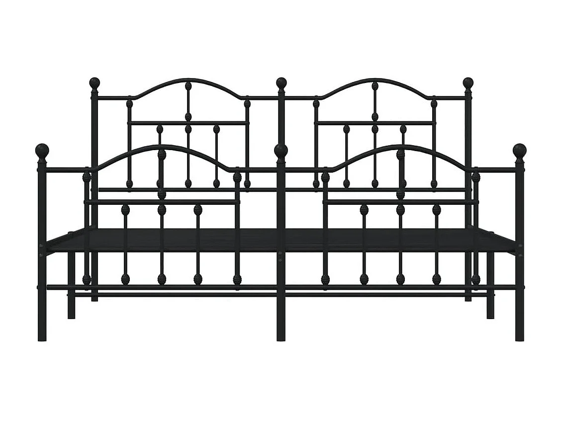 Lit double | Lit adulte | Cadre de lit métal avec pied de lit noir 180x200cm
