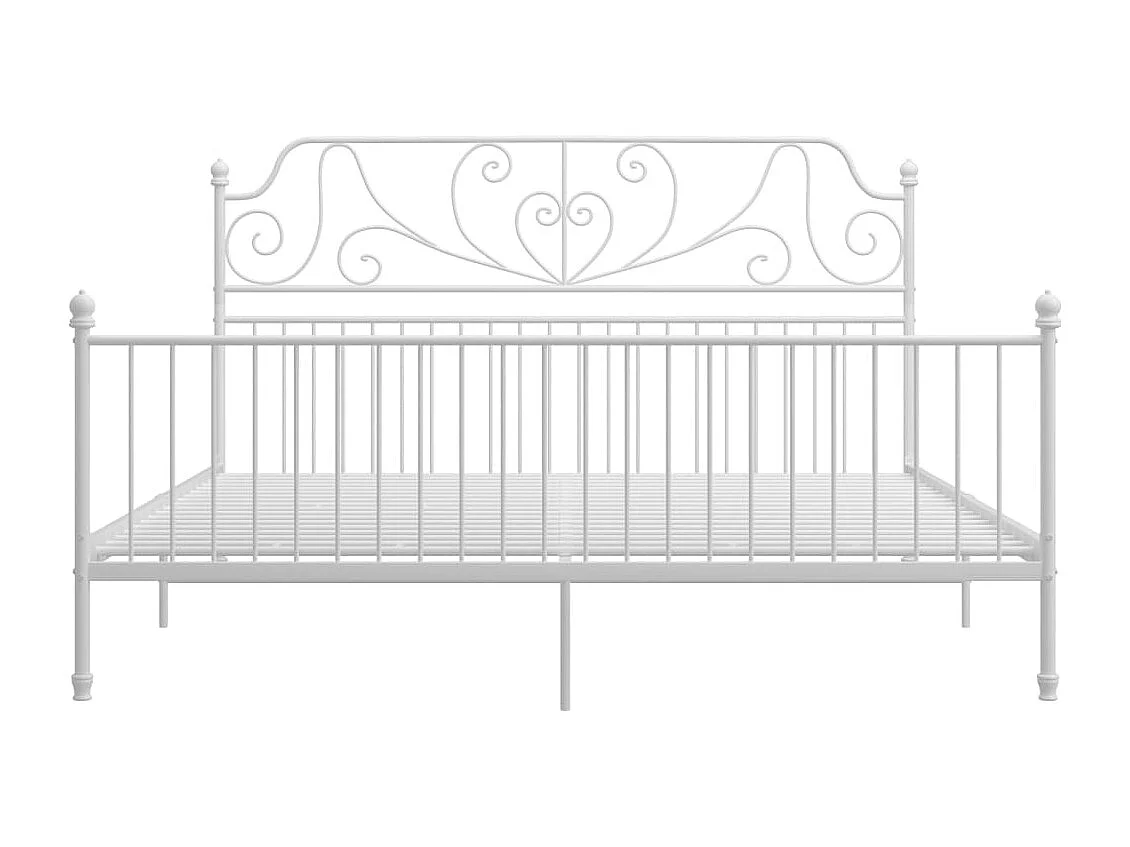 Lit double | Lit adulte | Cadre de lit blanc métal 180x200 cm