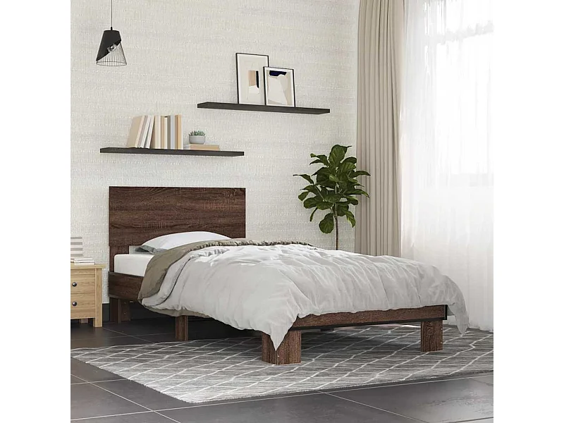 Lit simple | Lit adulte, enfant | Cadre de lit chêne marron 90x200 cm