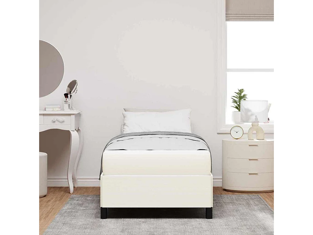 Lit simple | Lit adulte, enfant | Cadre de lit Crème 100x200 cm Tissu en velours côtelé