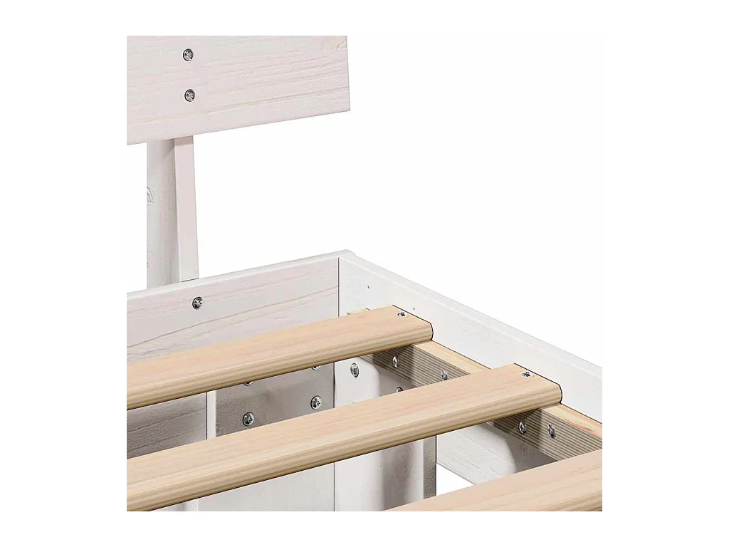 Lit simple | Lit adulte, enfant | Cadre de lit avec tiroirs - Blanc 120x190 cm - Bois de pin massif