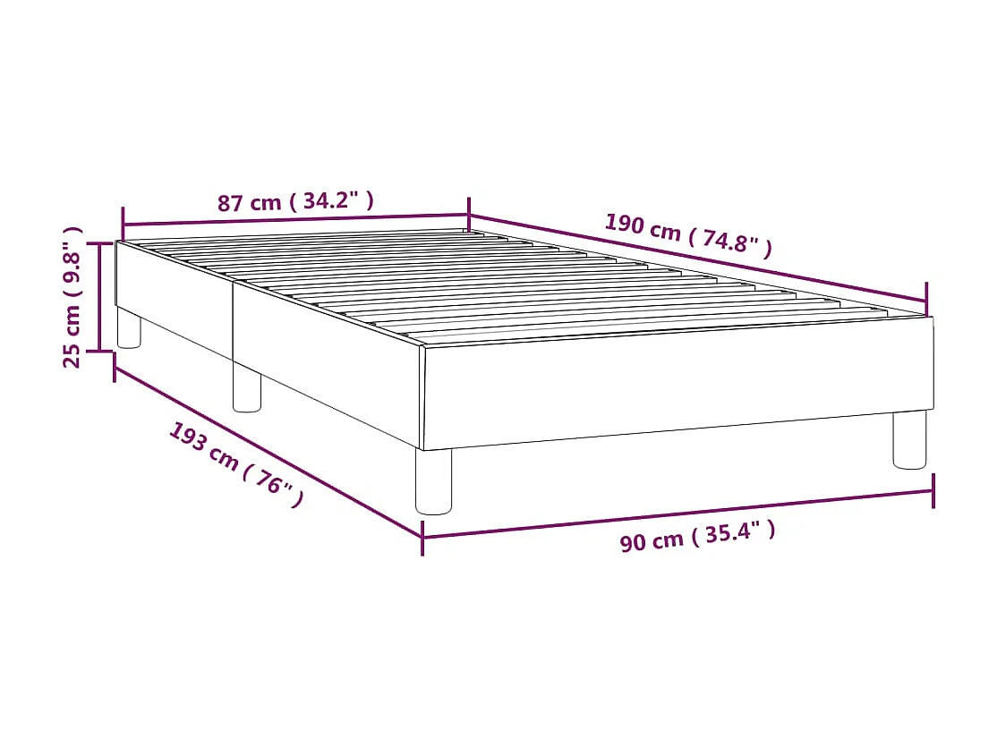 Lit simple | Lit adulte, enfant | Cadre de lit marron foncé 90x190 cm tissu