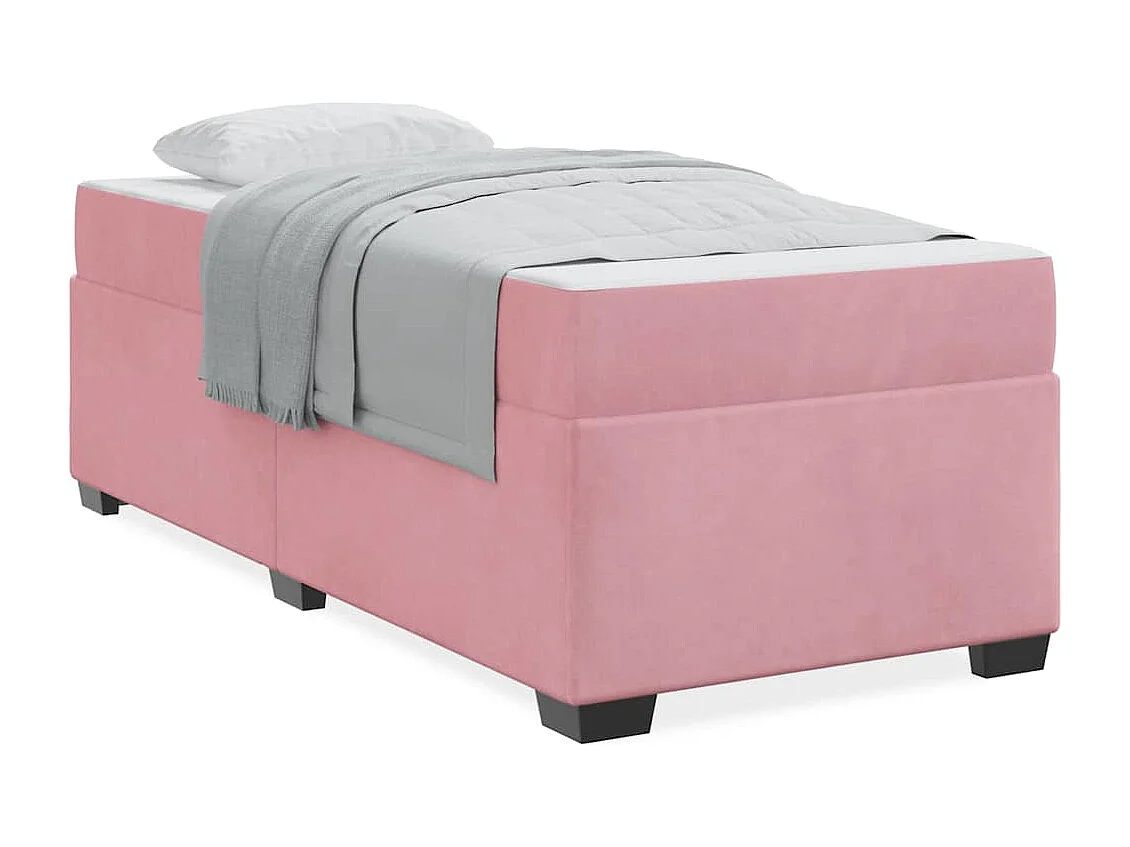 Lit simple | Lit adulte, enfant | Cadre de lit avec matelas Rose 90x190 cm Velours
