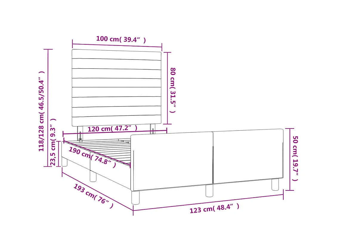 Letto per adulti | Letto singolo | Giroletto senza Materasso Crema 120x190cm in Tessuto