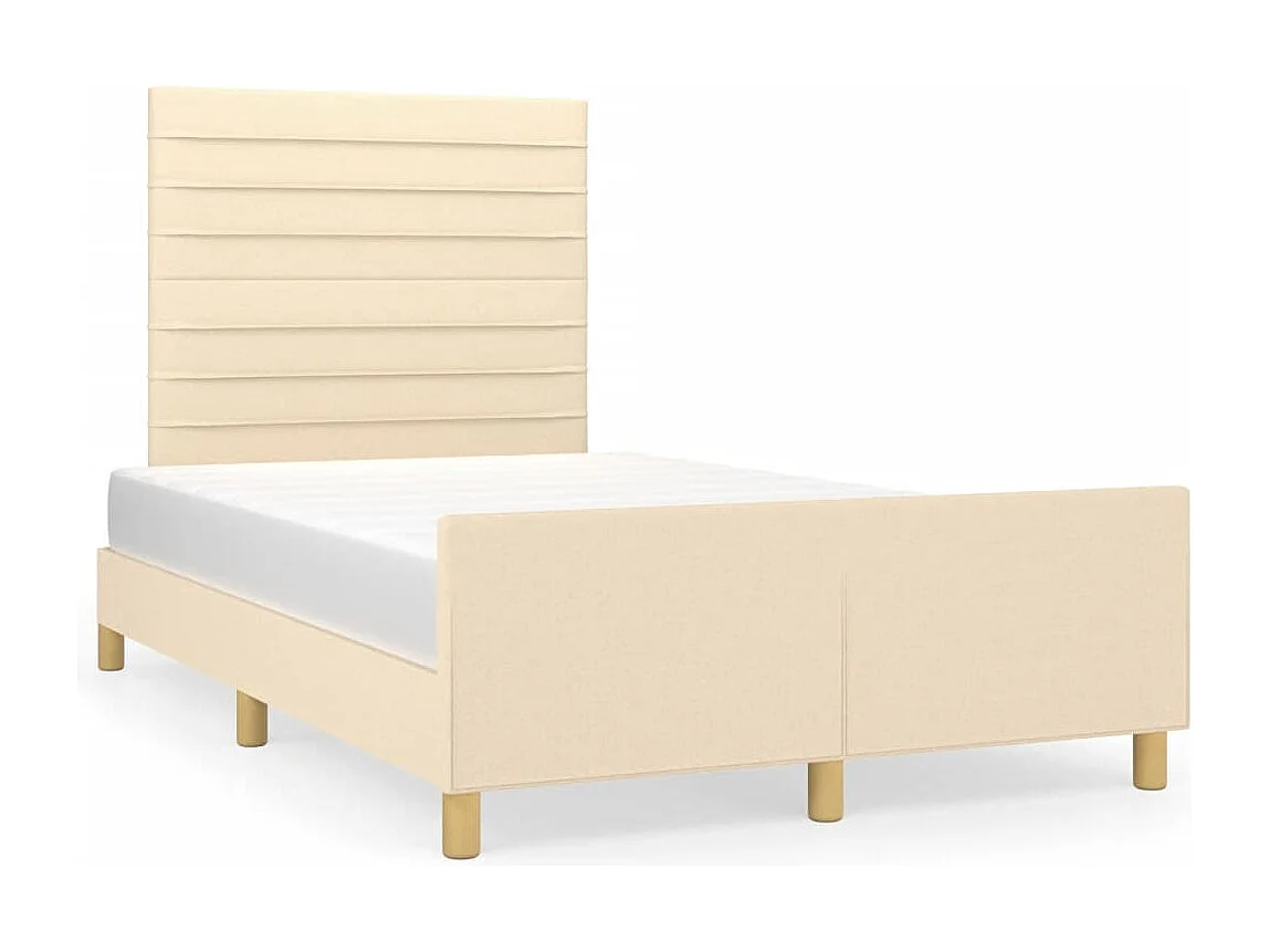 Lit simple | Lit adulte, enfant | Cadre de lit crème 120x190 cm tissu