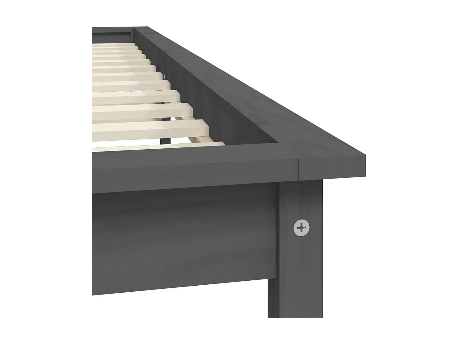 Lit double | Lit adulte | Cadre de lit gris bois massif 180x200 cm