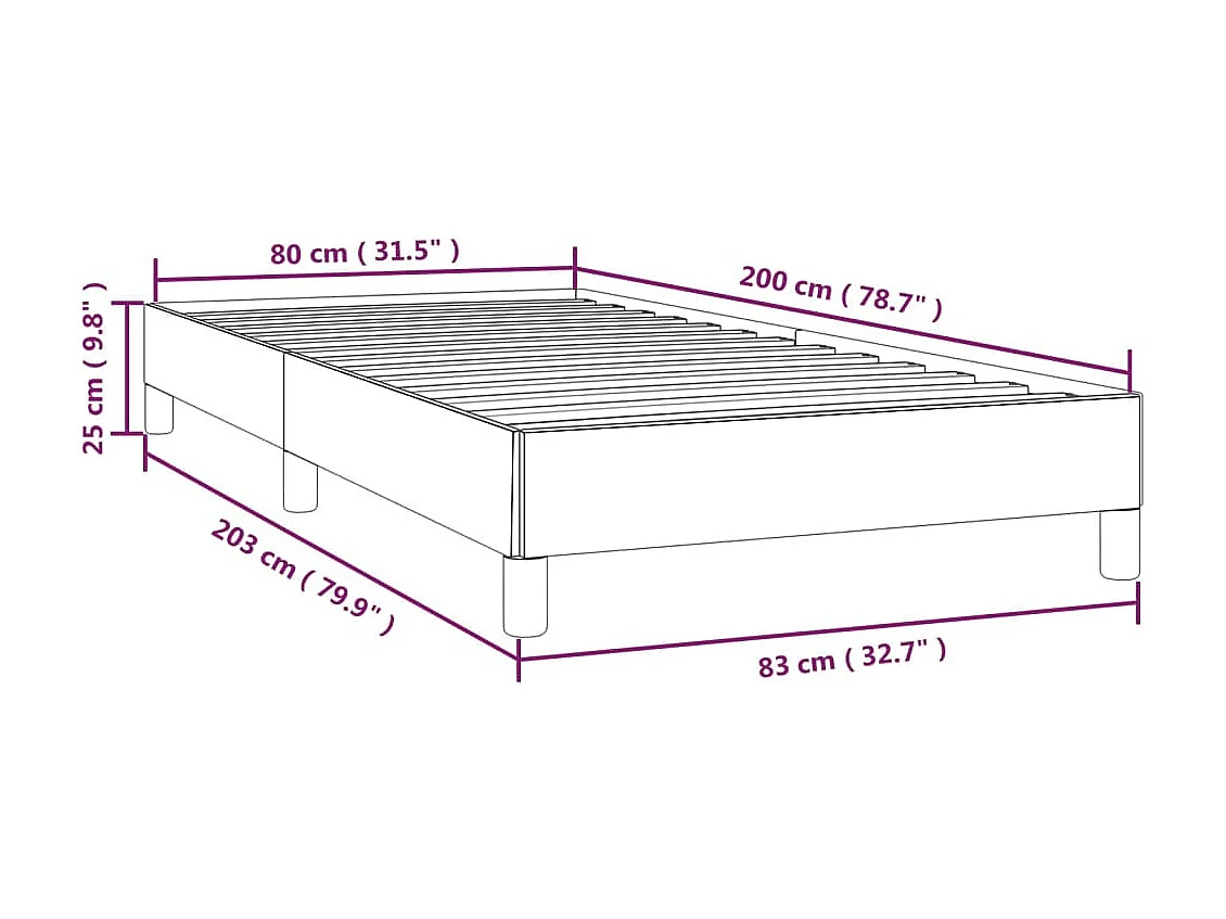 Lit simple | Lit adulte, enfant | Cadre de lit gris foncé 80x200 cm tissu