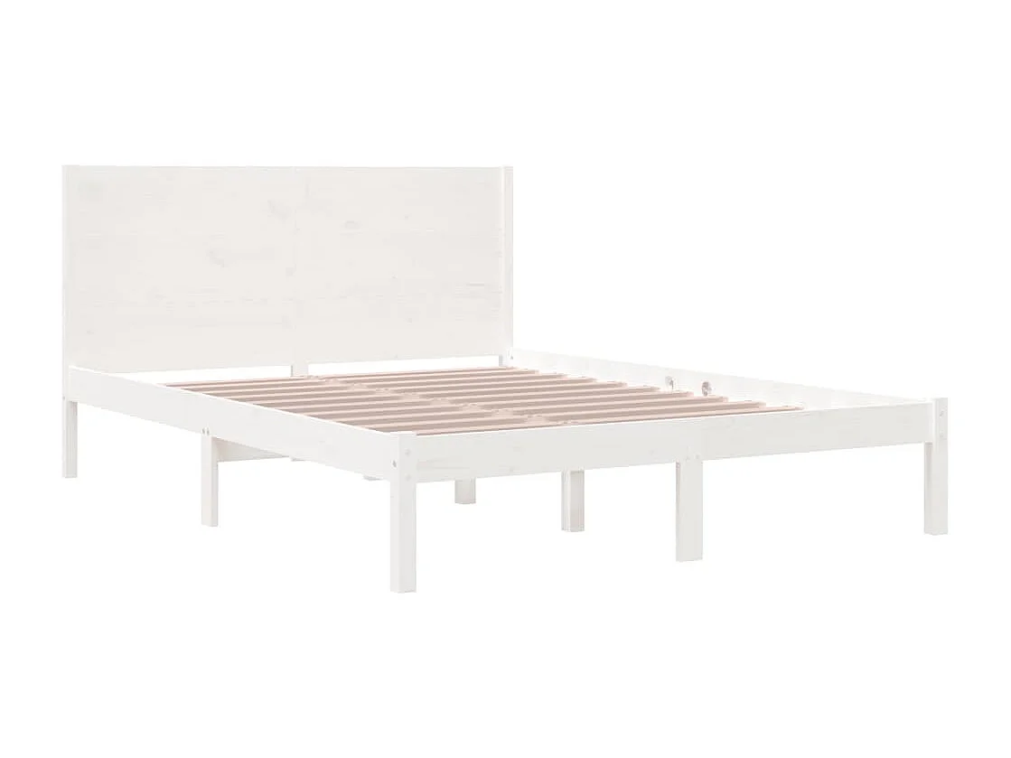 Lit double | Lit adulte | Cadre de lit blanc 140x190 cm bois de pin massif