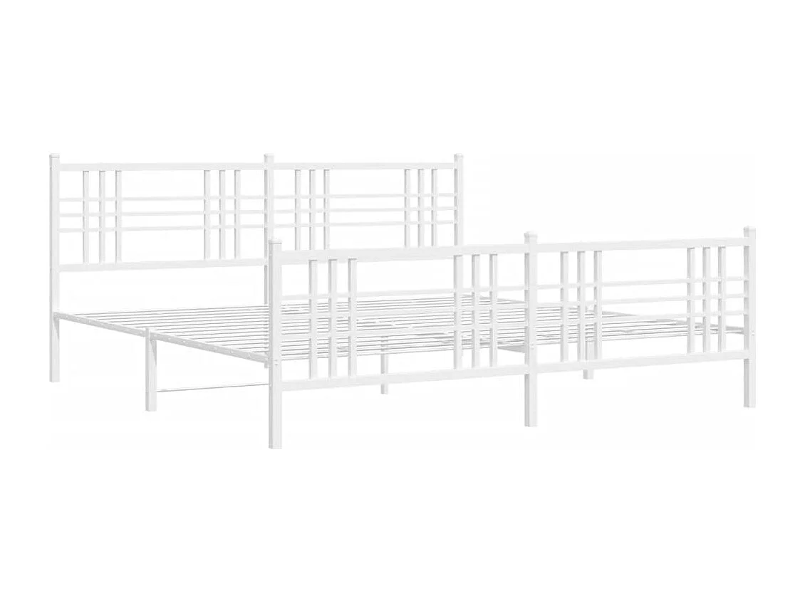 Lit double | Lit adulte | Cadre de lit métal et pied de lit blanc 180x200 cm