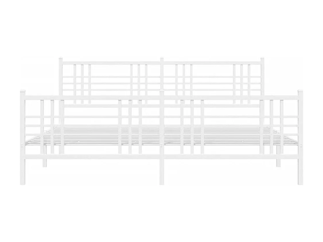 Lit double | Lit adulte | Cadre de lit métal et pied de lit blanc 180x200 cm