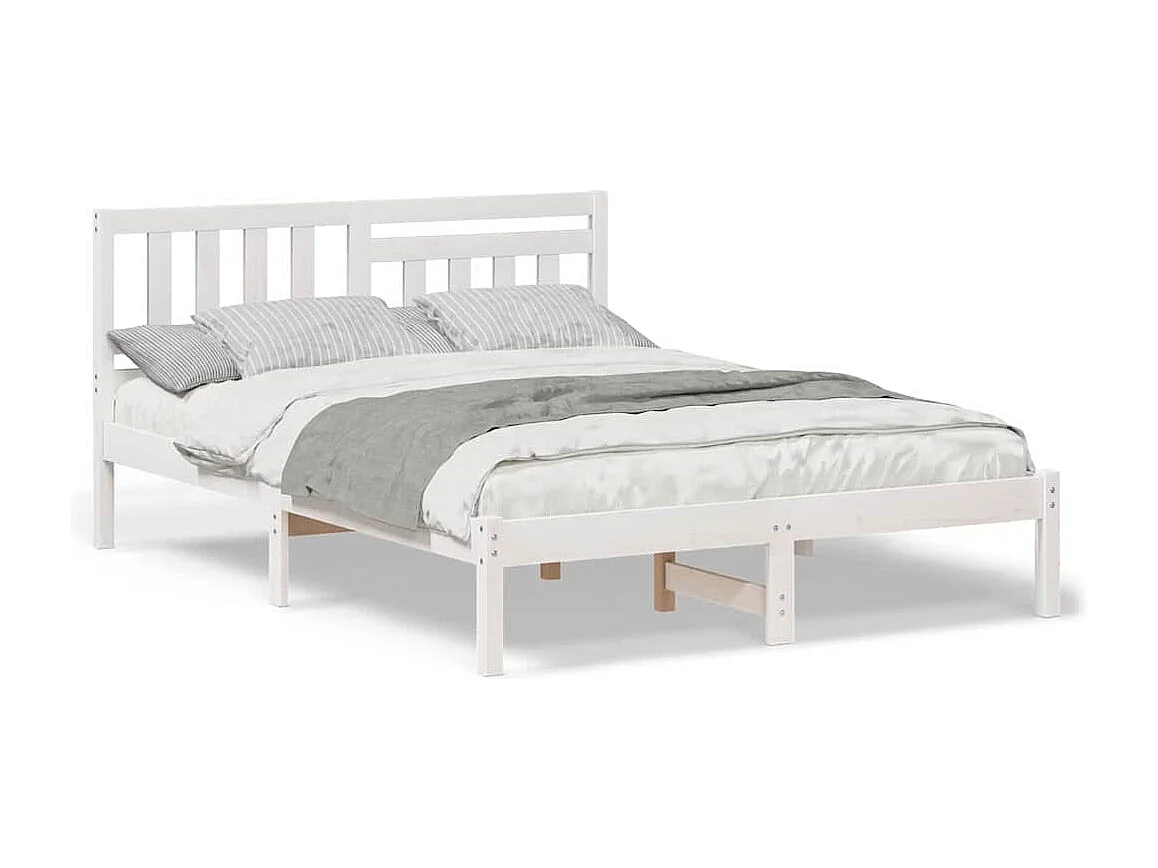 Lit simple | Lit adulte, enfant | Cadre de lit Blanc 120x200 cm Bois massif en pin