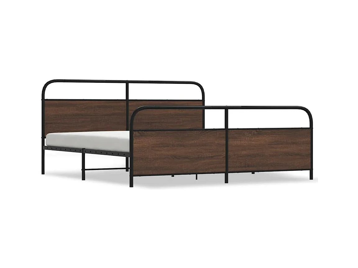 Letto per adulti | Letto matrimoniale | Giroletto senza Materaso in Metallo Rovere Marrone 193x203 cm