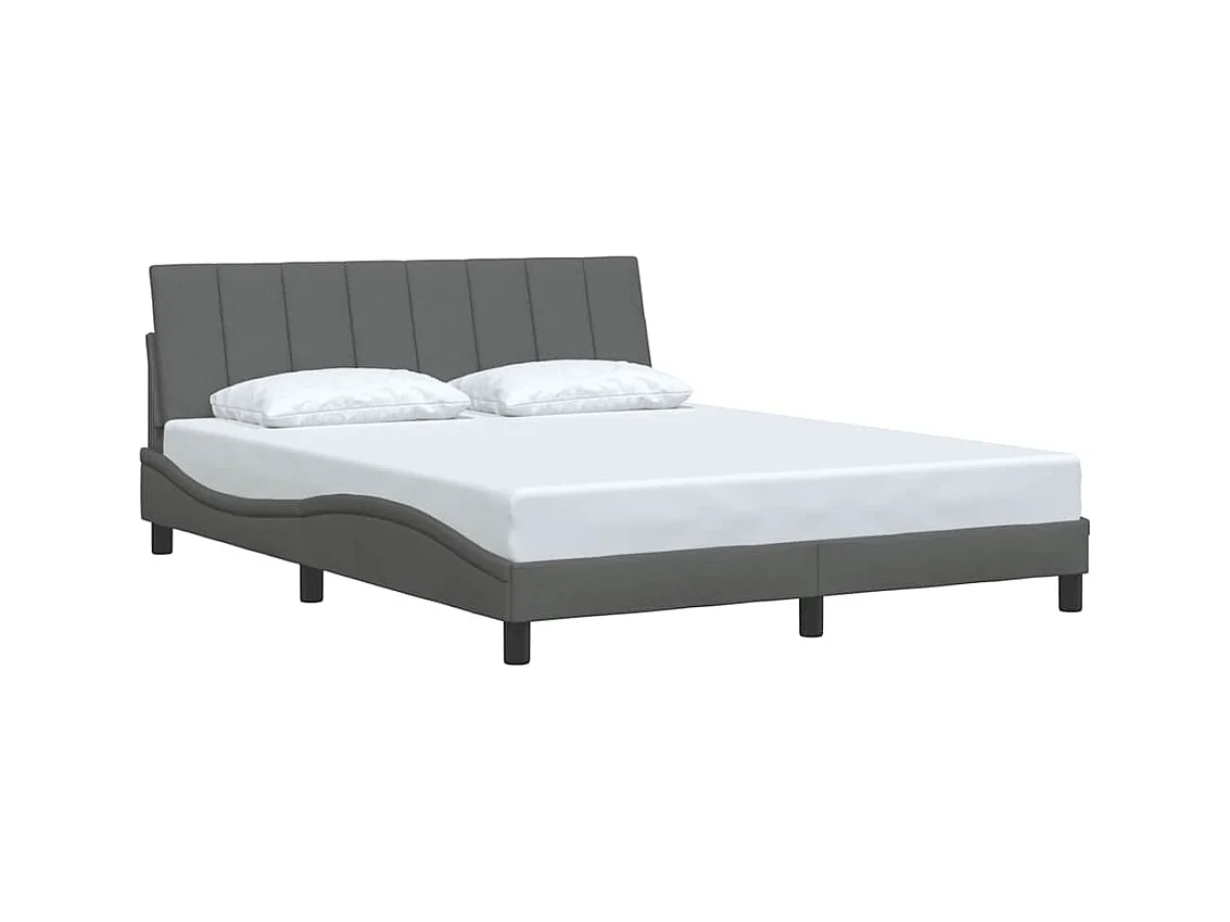 Letto per adulti | Letto matrimoniale | Giroletto senza Materasso Hanko Grigio Scuro 160x200 cm Tessuto
