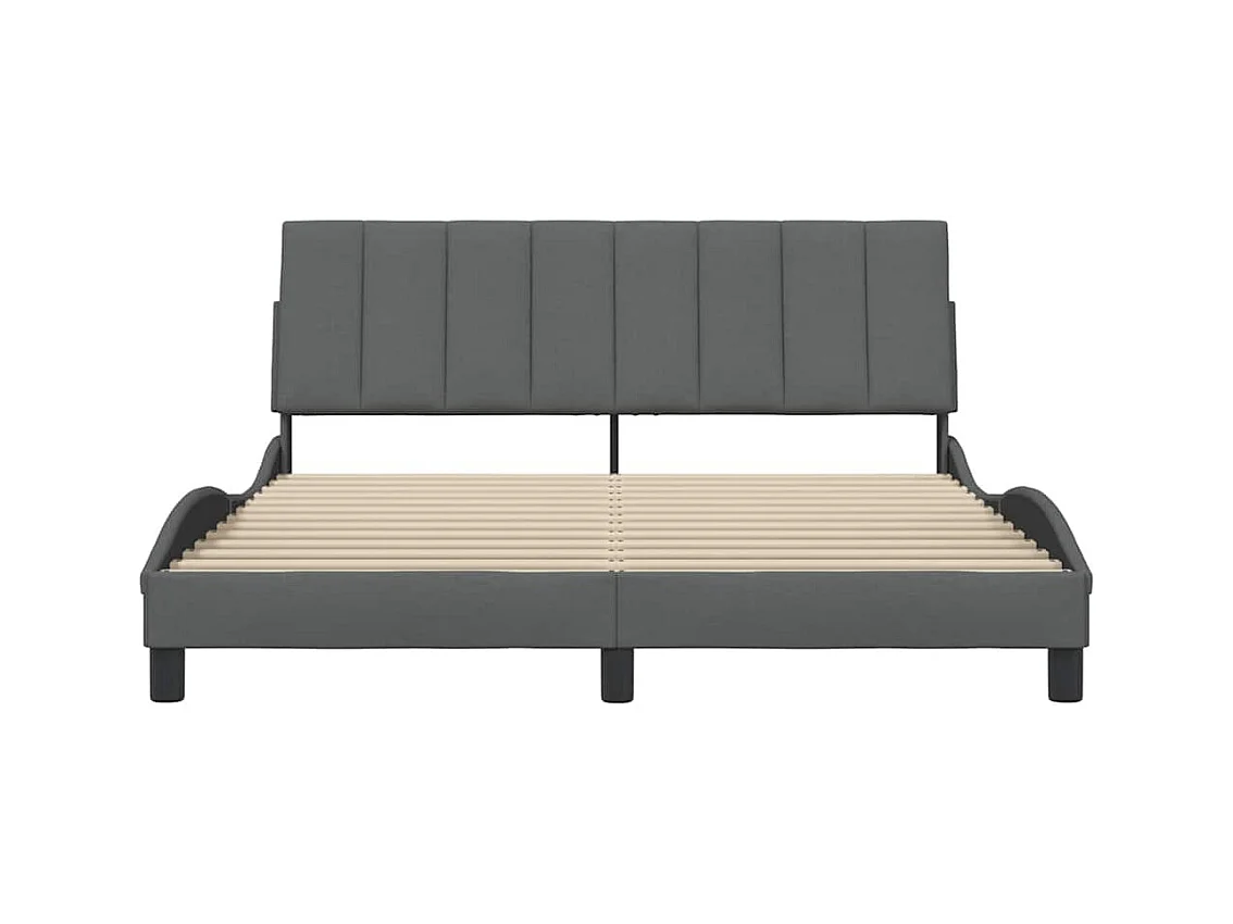 Letto per adulti | Letto matrimoniale | Giroletto senza Materasso Hanko Grigio Scuro 160x200 cm Tessuto