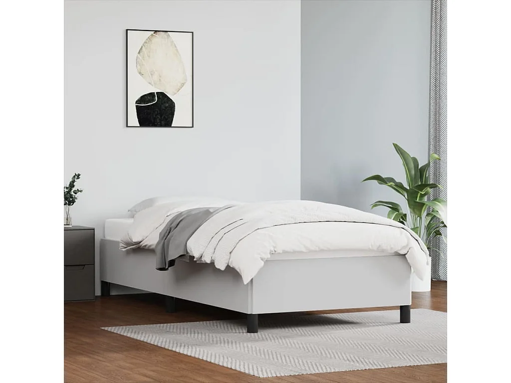 Lit simple | Lit adulte, enfant | Cadre de lit blanc 100x200 cm similicuir