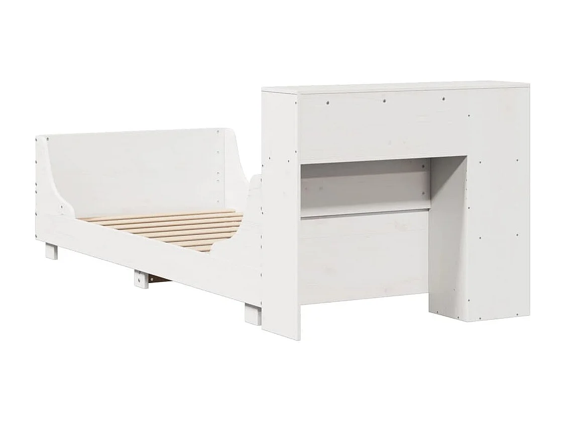 Letto per adulti | Letto singolo | Giroletto senza Materasso Bianco 75x190 cm Legno Massello di Pino