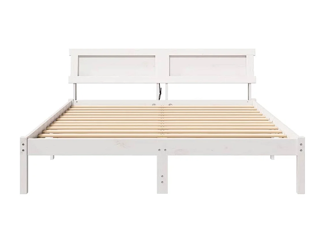 Lit double | Lit adulte | Cadre de lit Blanc 150x200 cm Bois massif en pin
