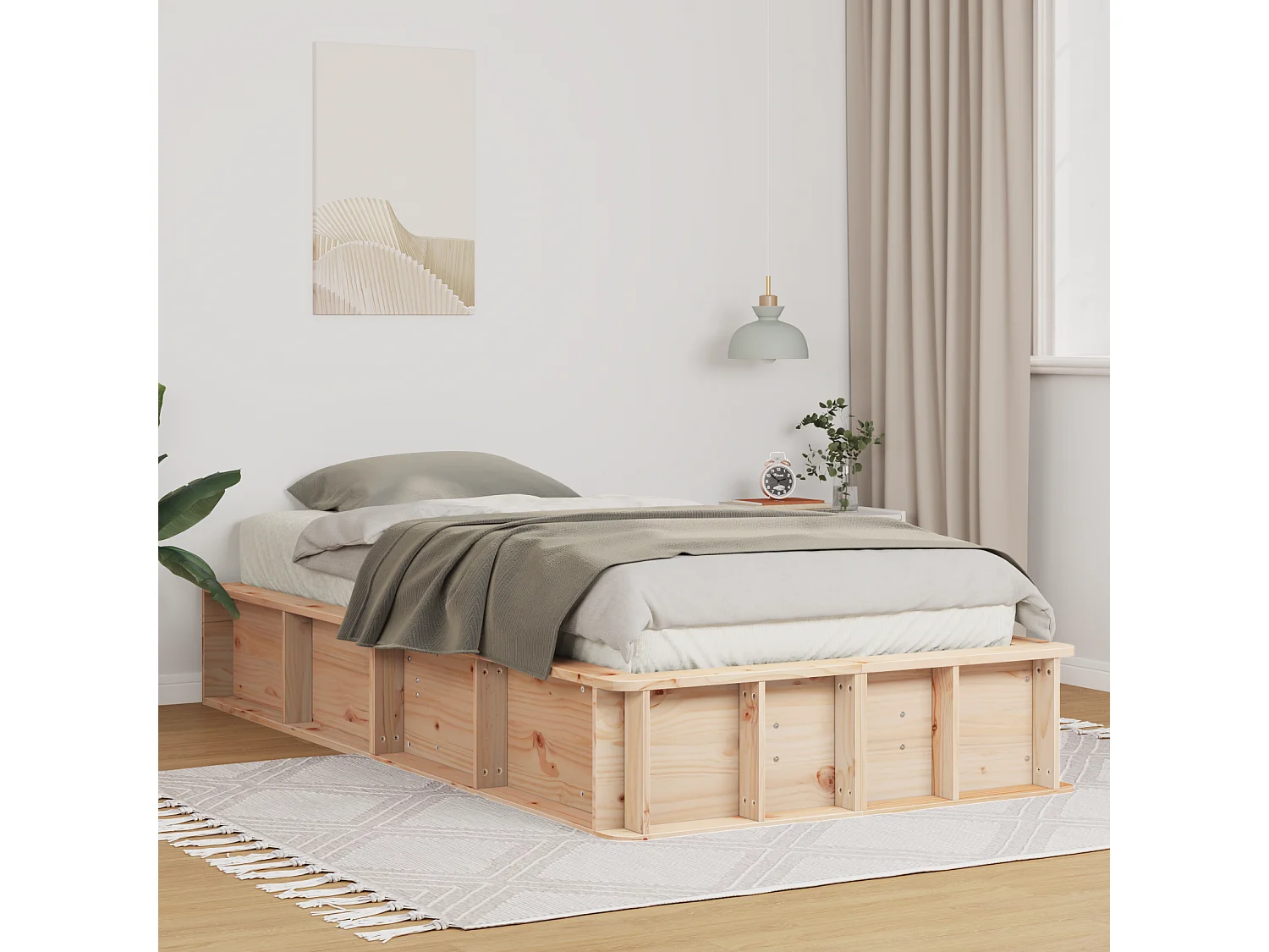 Lit simple | Lit adulte, enfant | Cadre de lit avec stockage Marron 90x190 cm bois