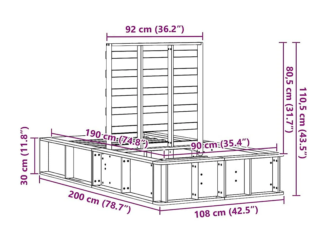 Lit simple | Lit adulte, enfant | Cadre de lit avec stockage Marron 90x190 cm bois