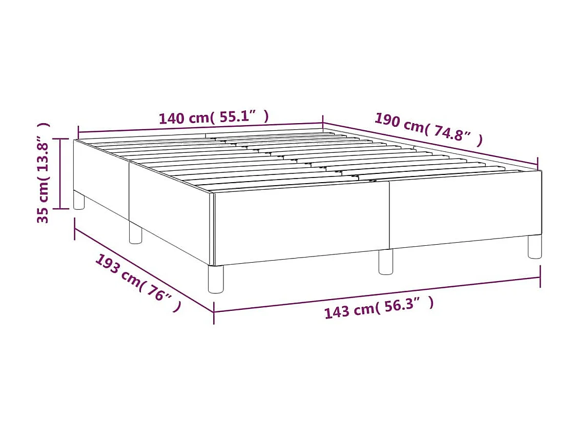 Lit double | Lit adulte | Cadre de lit noir 140x190 cm similicuir
