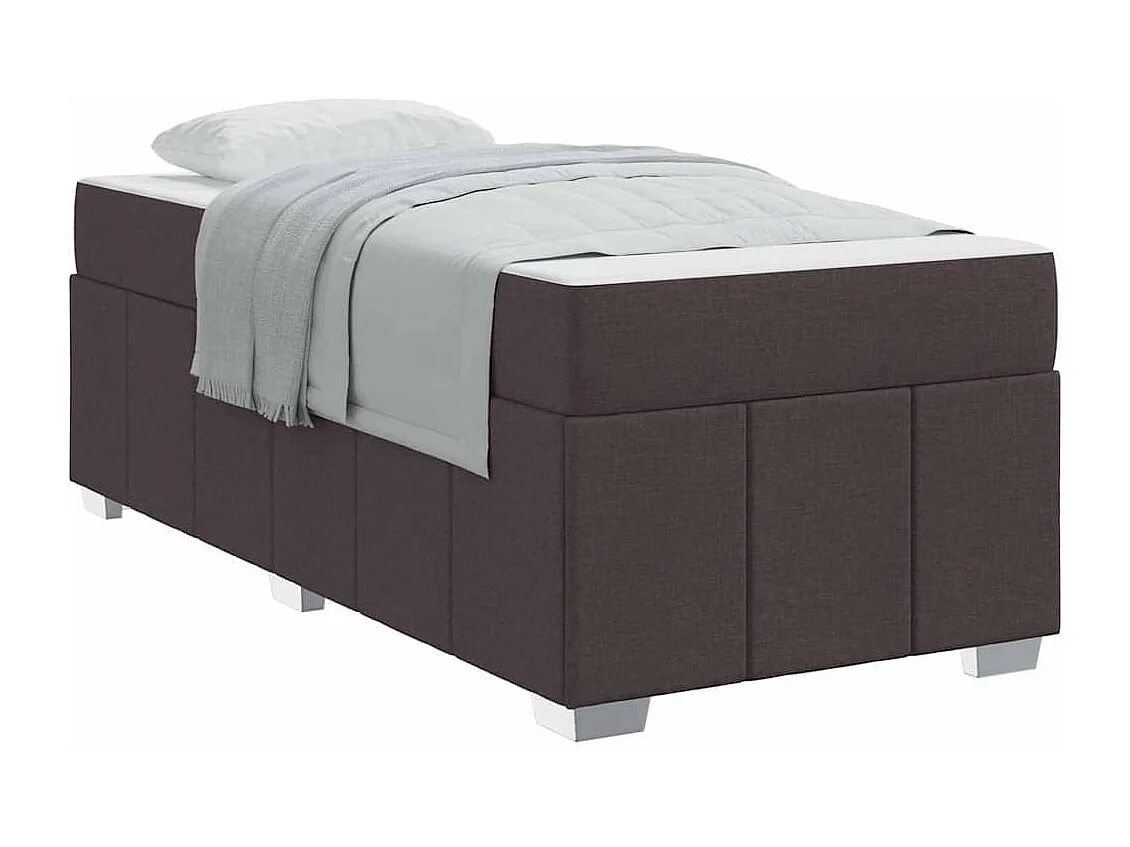 Lit simple | Lit adulte, enfant | Cadre de lit avec matelas Marron foncé 80x200 cm tissu