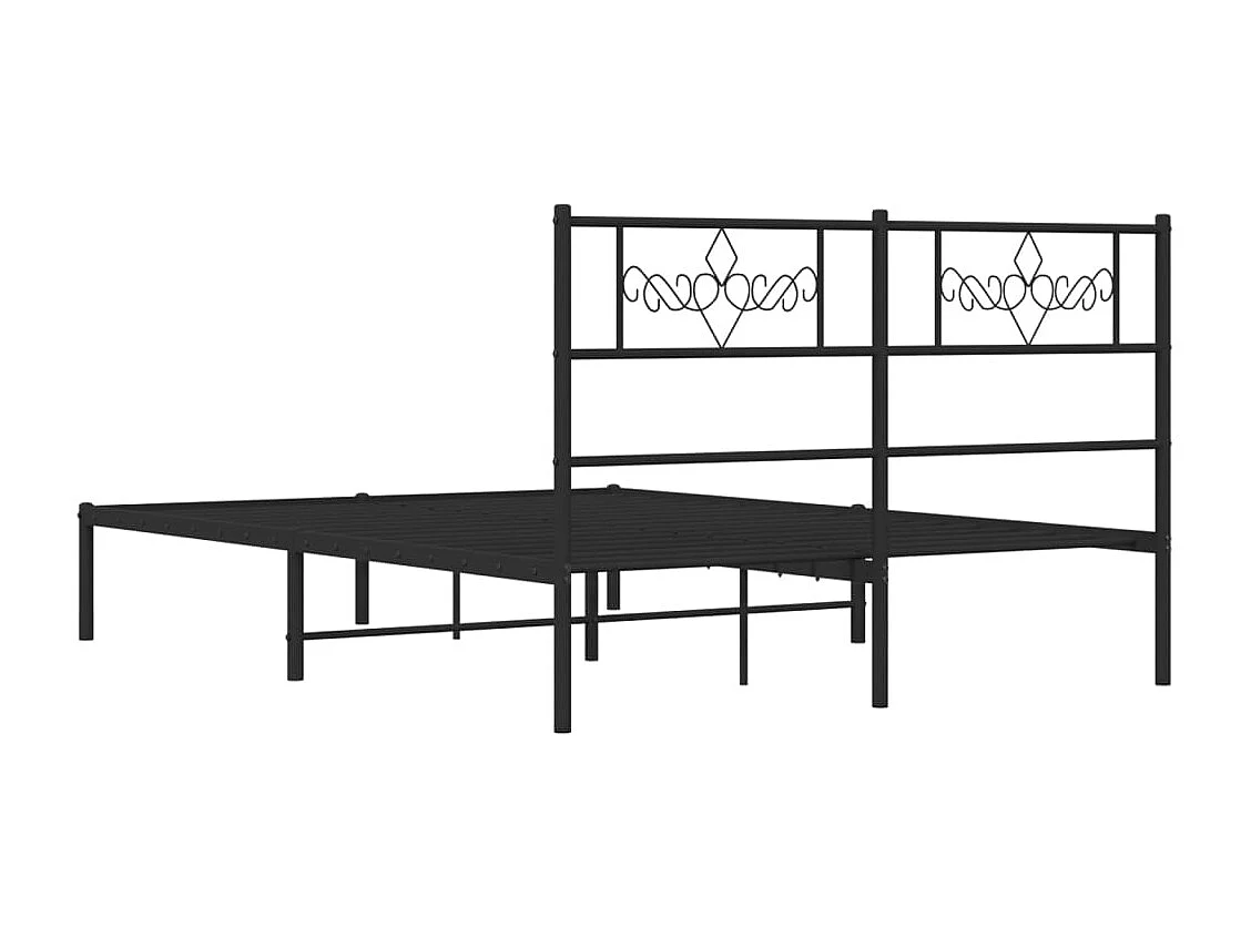 Lit simple | Lit adulte, enfant | Cadre de lit métal avec tête de lit noir 120x190cm