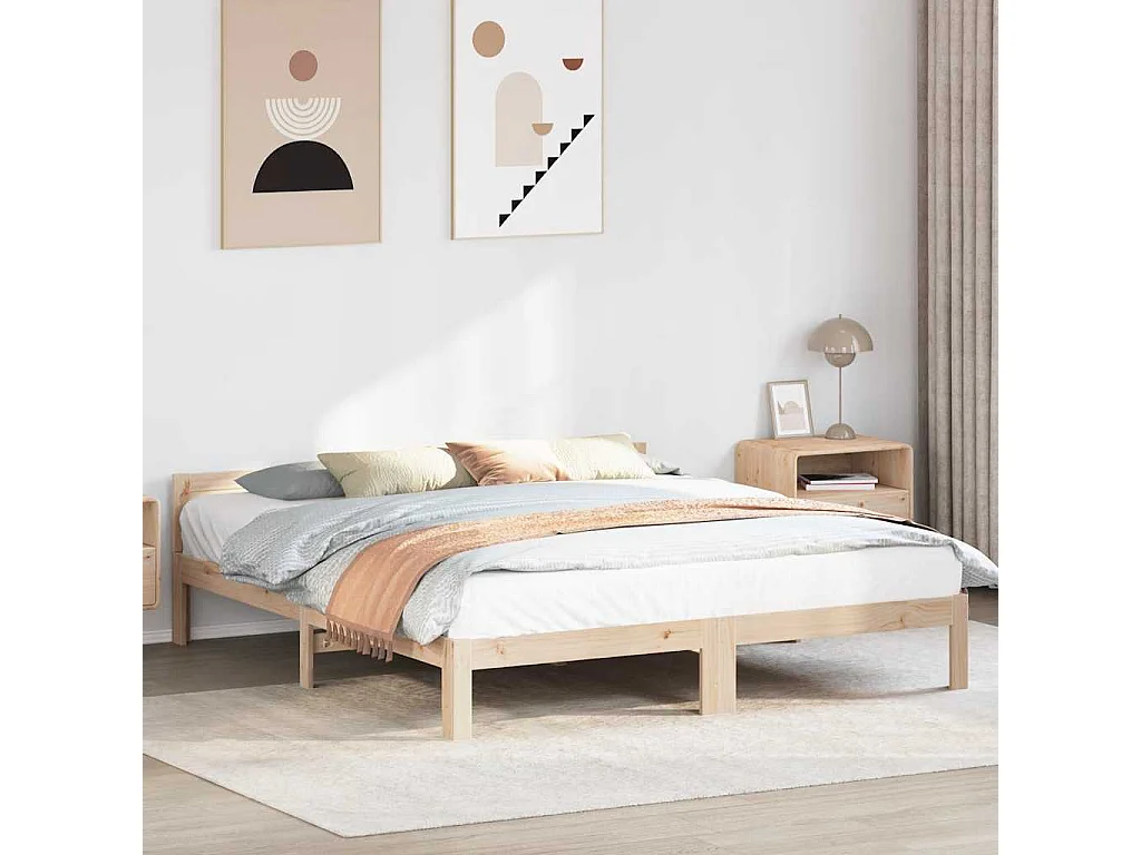 Lit double | Lit adulte | Cadre de lit 160x200 cm bois massif de pin