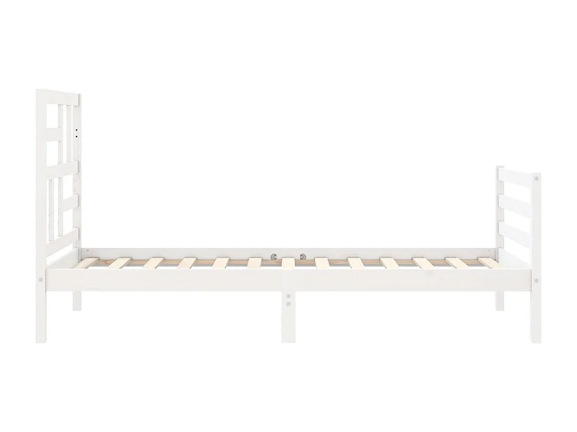 Lit simple | Lit adulte, enfant | Cadre de lit blanc bois massif 90x190 cm