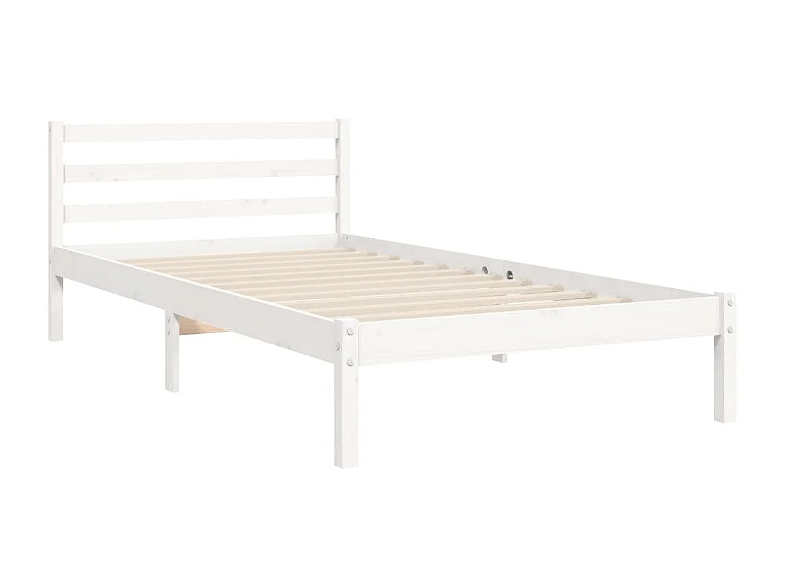 Lit simple | Lit adulte, enfant | Cadre de lit blanc bois massif 90x190 cm