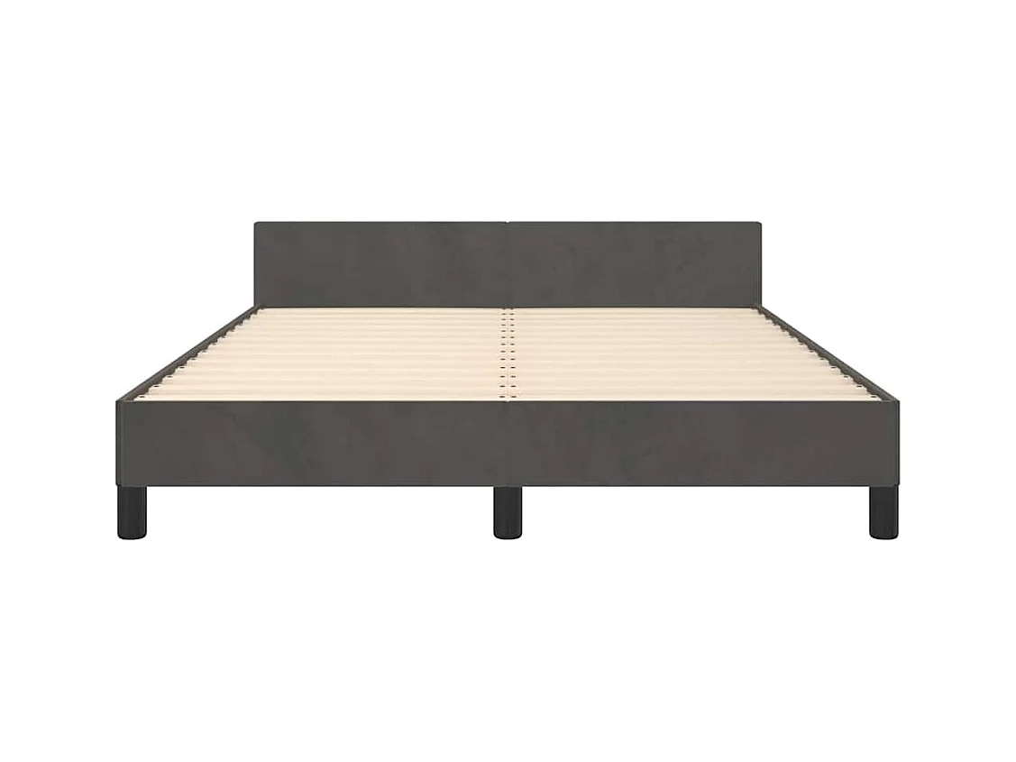 Lit double | Lit adulte | Cadre de lit gris foncé 140x190 cm velours