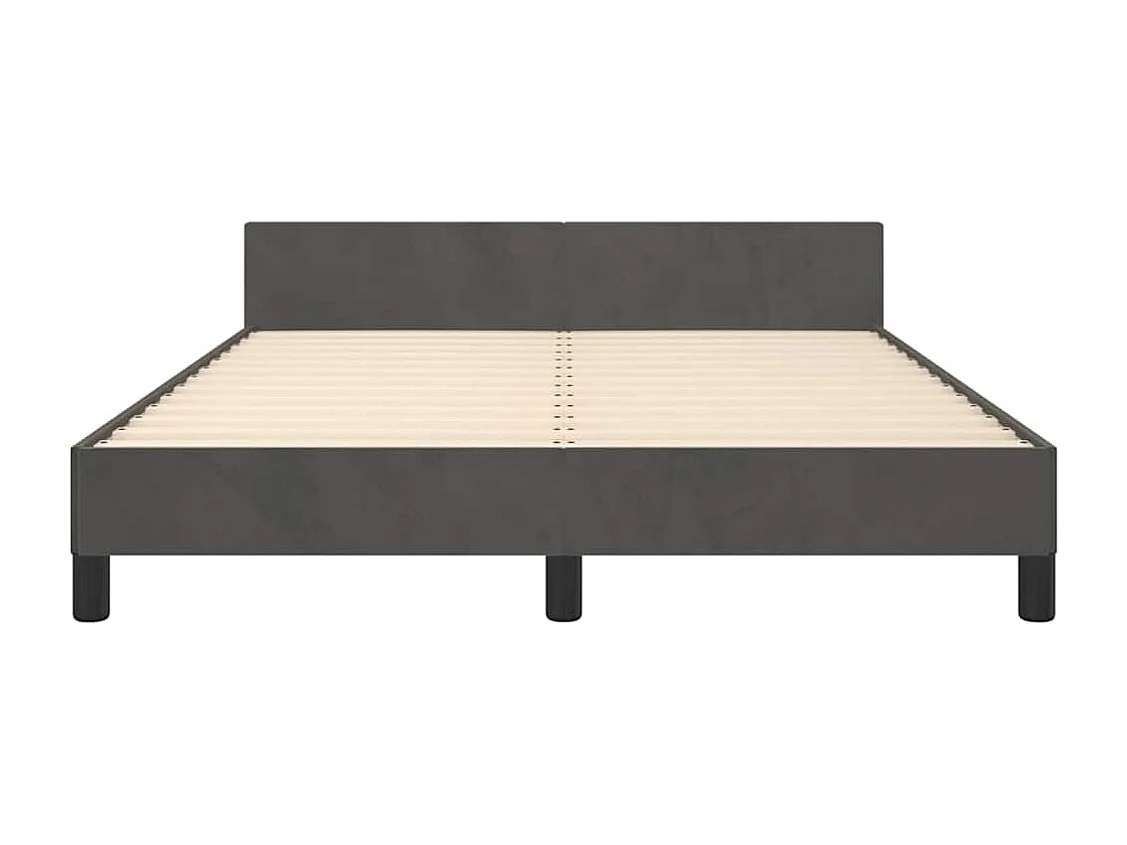 Lit double | Lit adulte | Cadre de lit gris foncé 140x190 cm velours