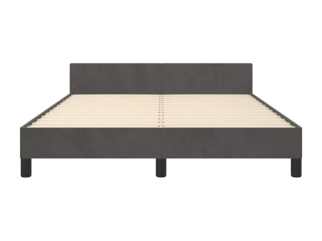 Lit double | Lit adulte | Cadre de lit gris foncé 140x190 cm velours