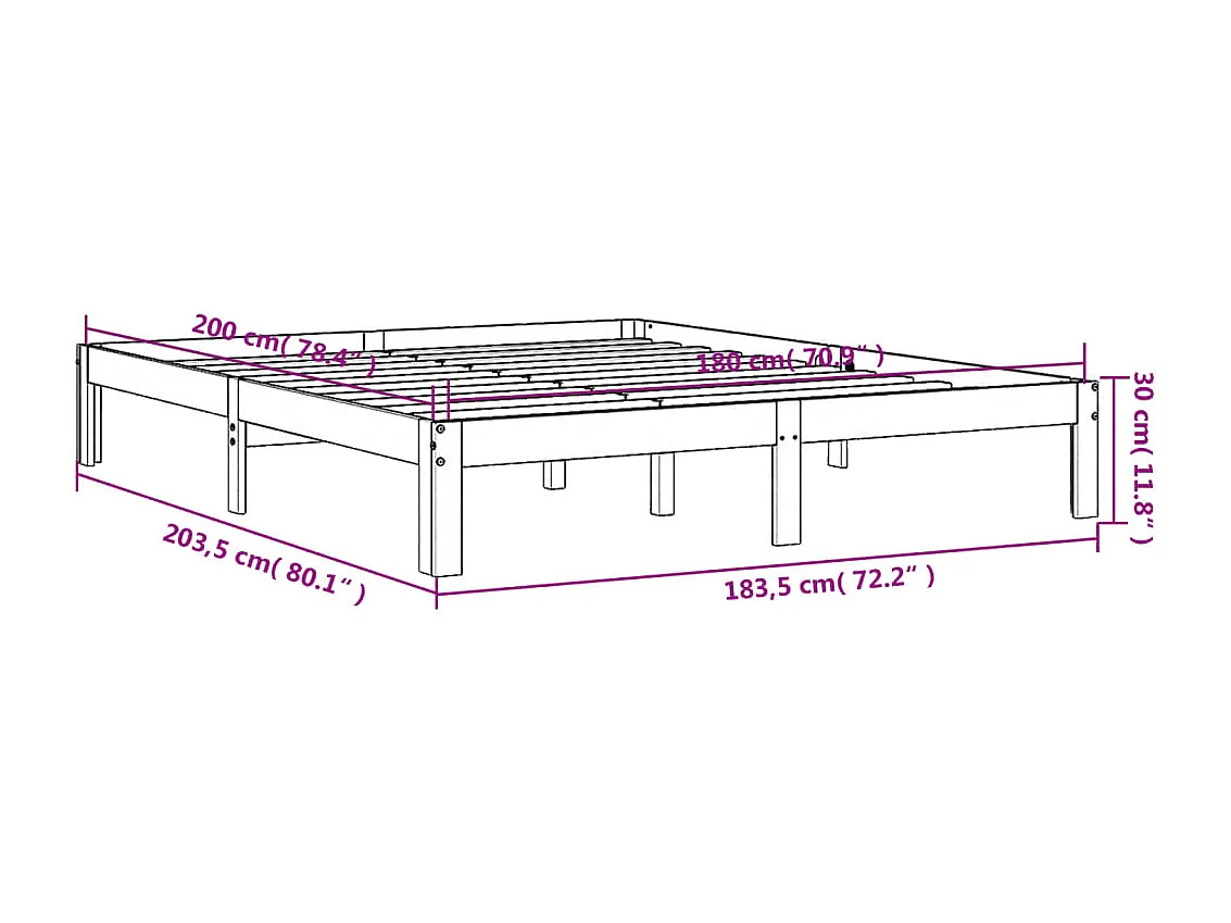 Lit double | Lit adulte | Cadre de lit cire marron 180x200cm bois pin massif