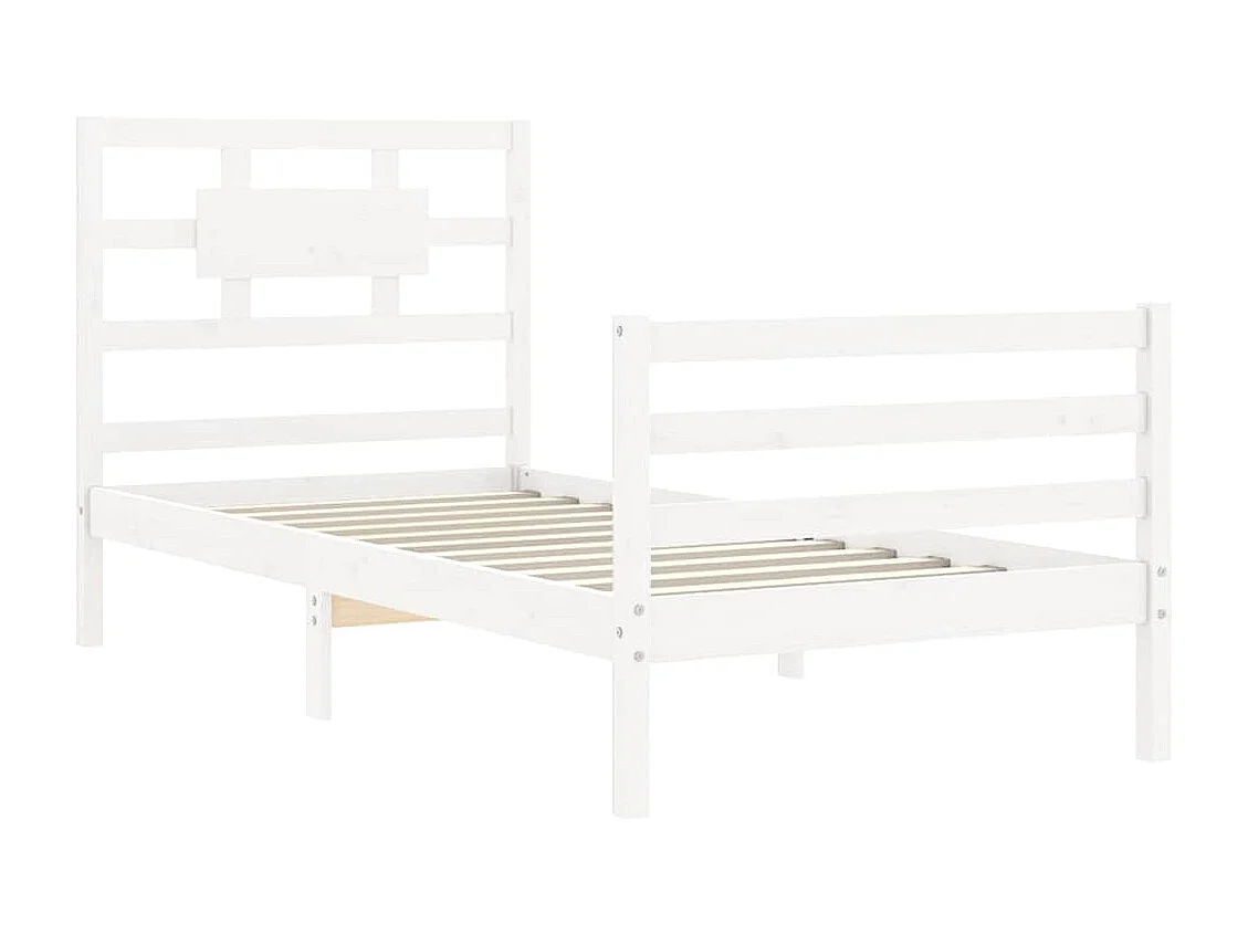 Lit simple | Lit adulte, enfant | Cadre de lit blanc bois massif 90x190 cm