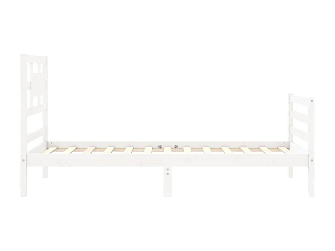 Lit simple | Lit adulte, enfant | Cadre de lit blanc bois massif 90x190 cm