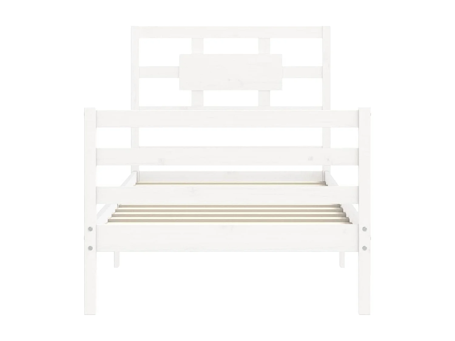 Lit simple | Lit adulte, enfant | Cadre de lit blanc bois massif 90x190 cm
