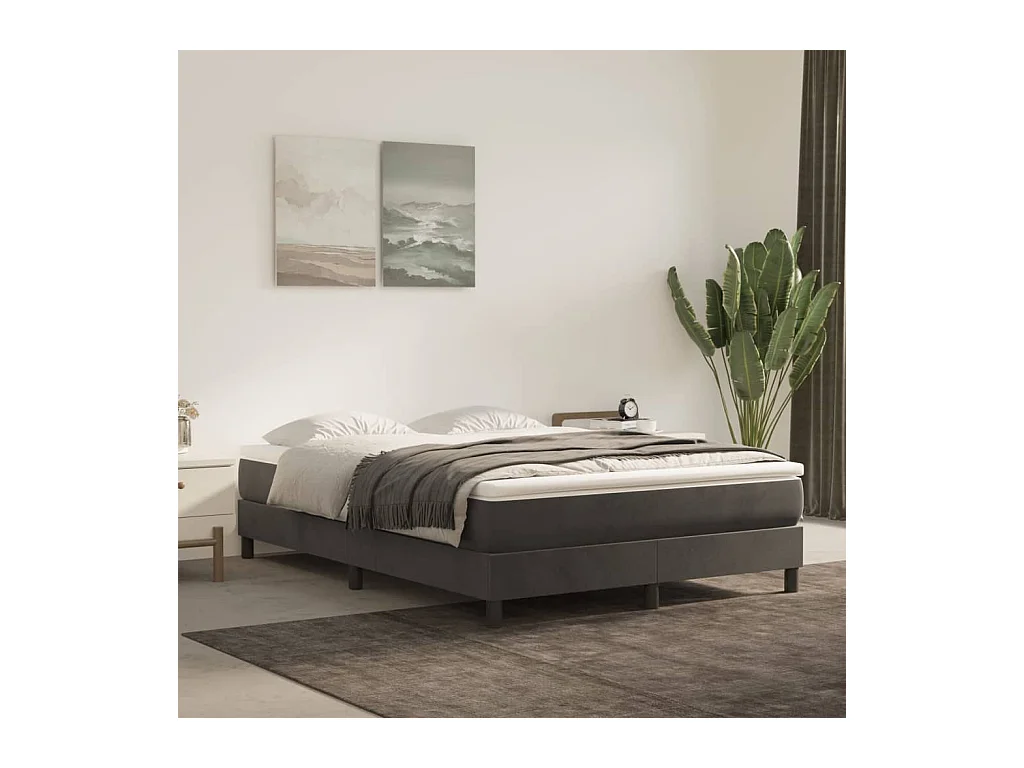 Lit double | Lit adulte | Cadre de lit gris foncé 140x190 cm velours