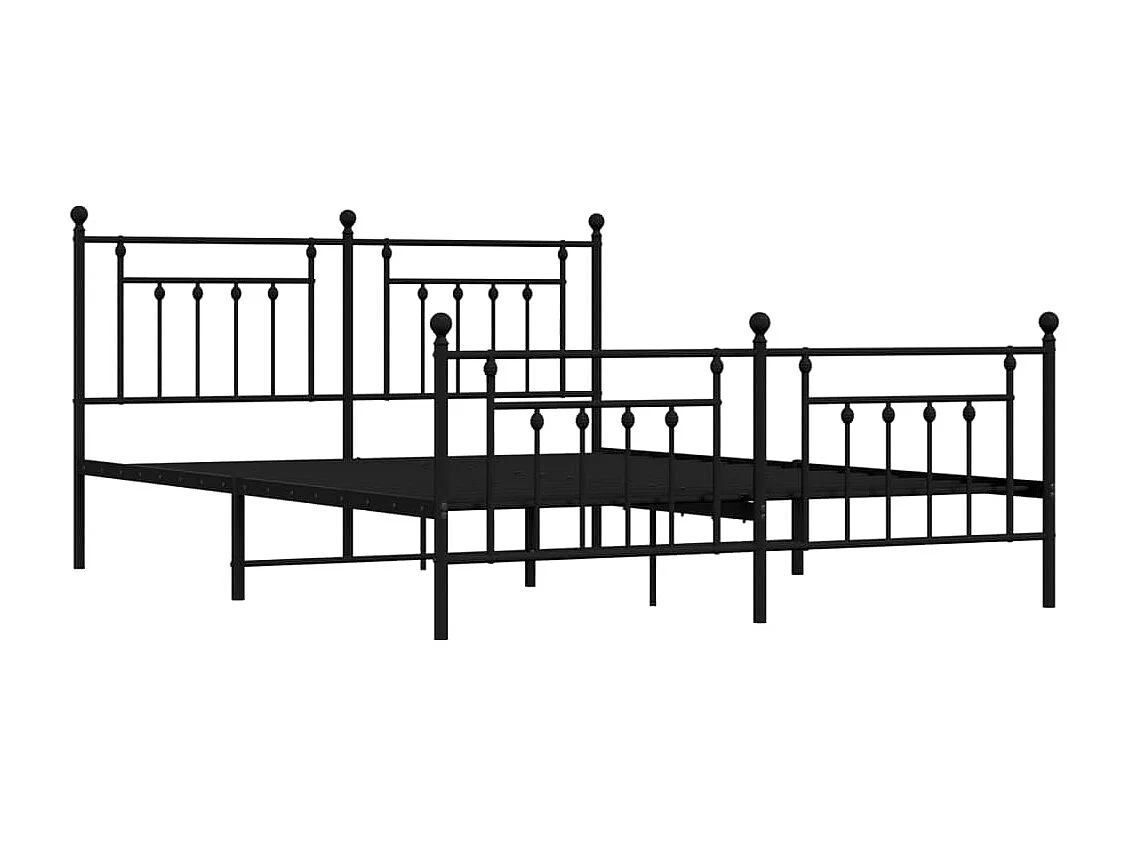 Lit double | Lit adulte | Cadre de lit métal avec pied de lit noir 180x200cm
