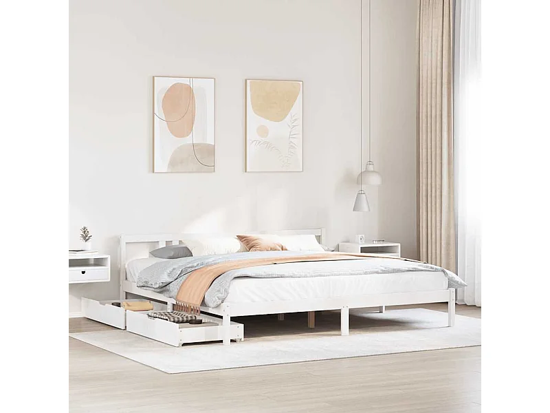 Letto per adulti | Letto matrimoniale | Giroletto senza Materasso Bianco 200x200 cm Legno Massello Pino