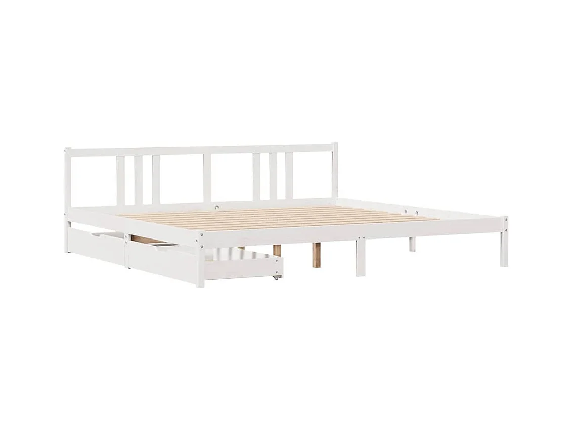 Letto per adulti | Letto matrimoniale | Giroletto senza Materasso Bianco 200x200 cm Legno Massello Pino