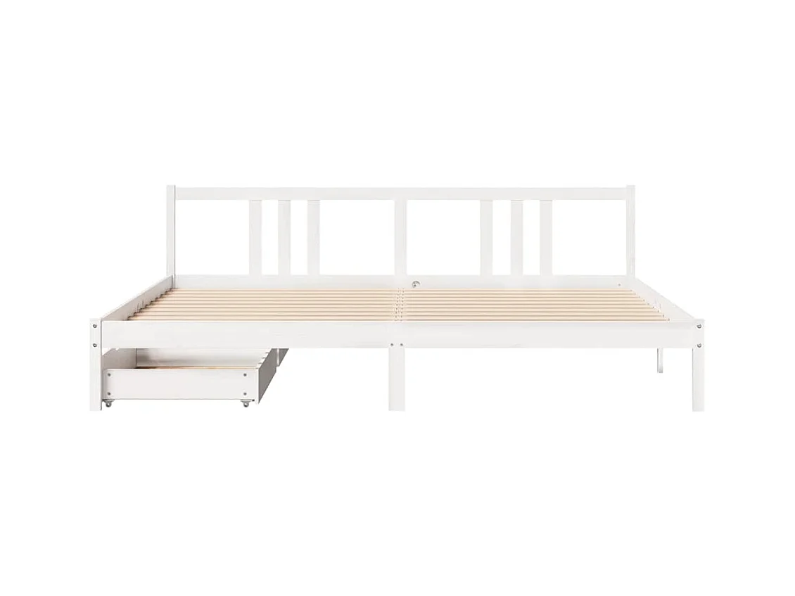 Letto per adulti | Letto matrimoniale | Giroletto senza Materasso Bianco 200x200 cm Legno Massello Pino