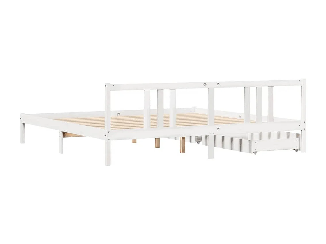 Letto per adulti | Letto matrimoniale | Giroletto senza Materasso Bianco 200x200 cm Legno Massello Pino