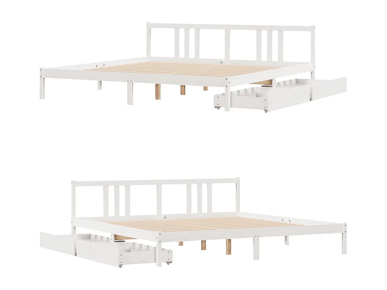 Letto per adulti | Letto matrimoniale | Giroletto senza Materasso Bianco 200x200 cm Legno Massello Pino
