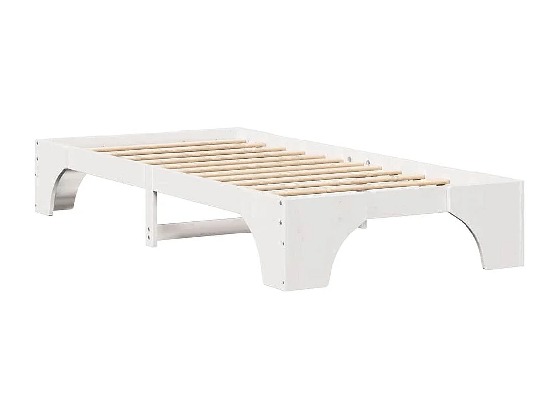 Lit simple | Lit adulte, enfant | Cadre de lit Blanc 75x190 cm en Bois de Pin