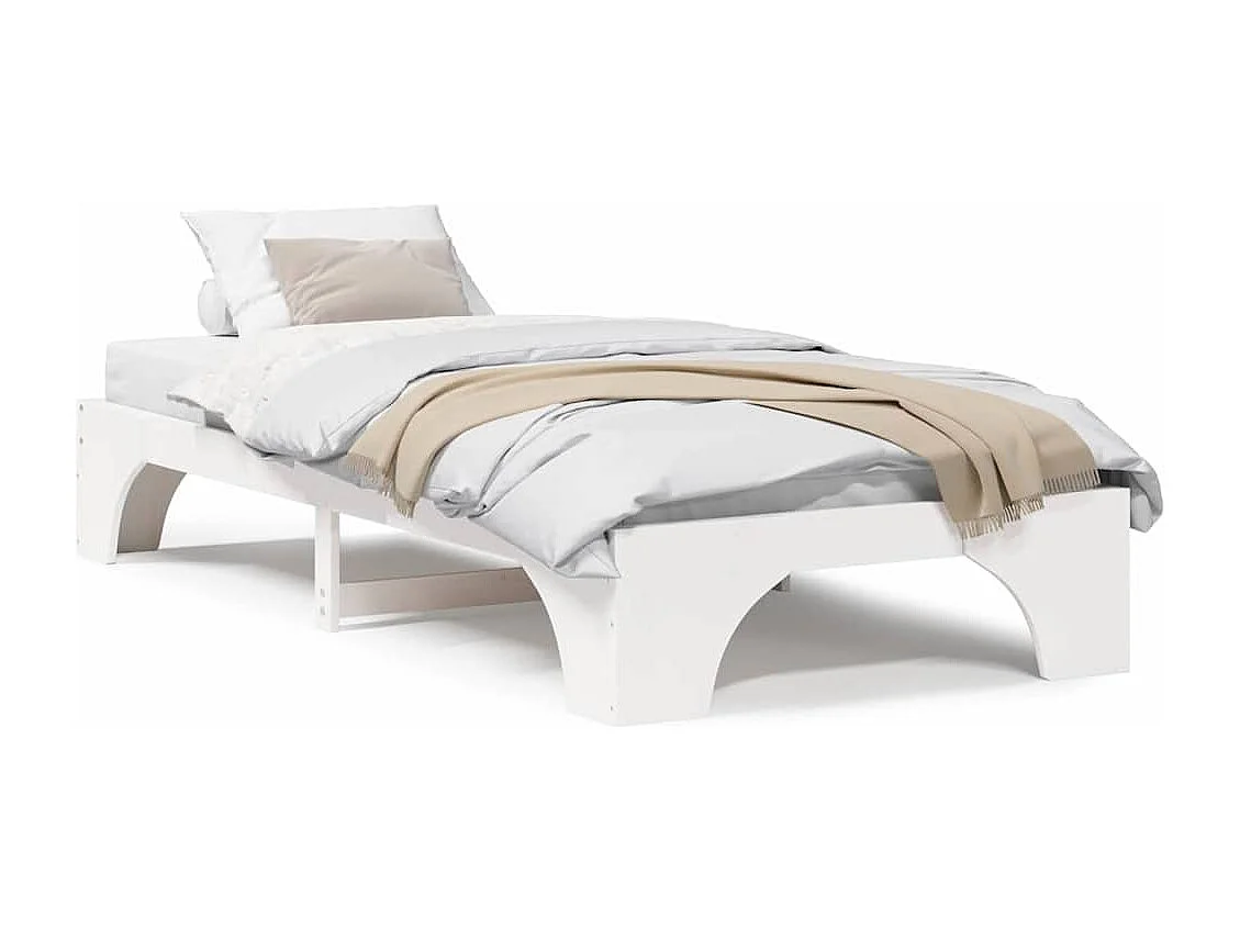 Lit simple | Lit adulte, enfant | Cadre de lit Blanc 75x190 cm en Bois de Pin